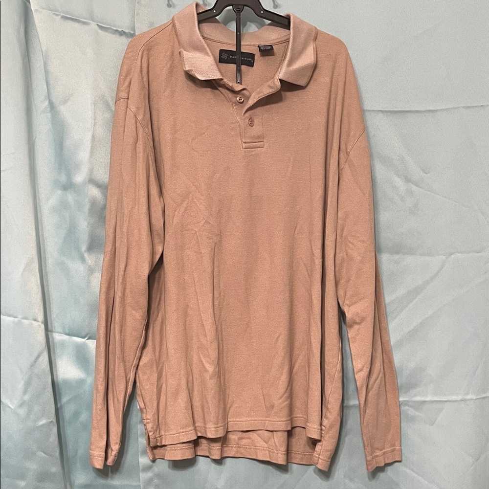 Men's Long Sleeve Polo Shirt in Tan